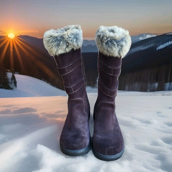 LL Bean Waterproof Nordic Tek 2.5 Insulate Plum Brown Suede Leather Boot Women 6 - Picture 5 of 9